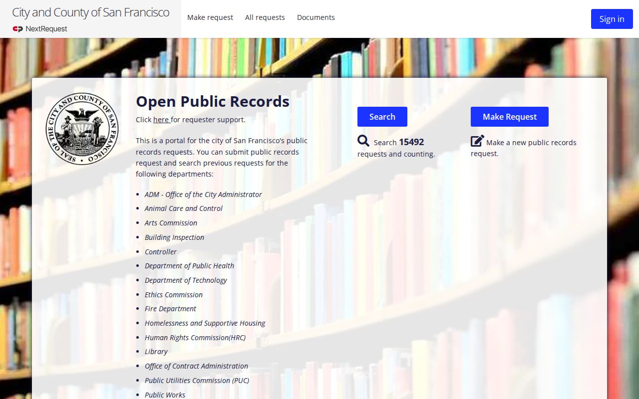 San Francisco people search public records request portal