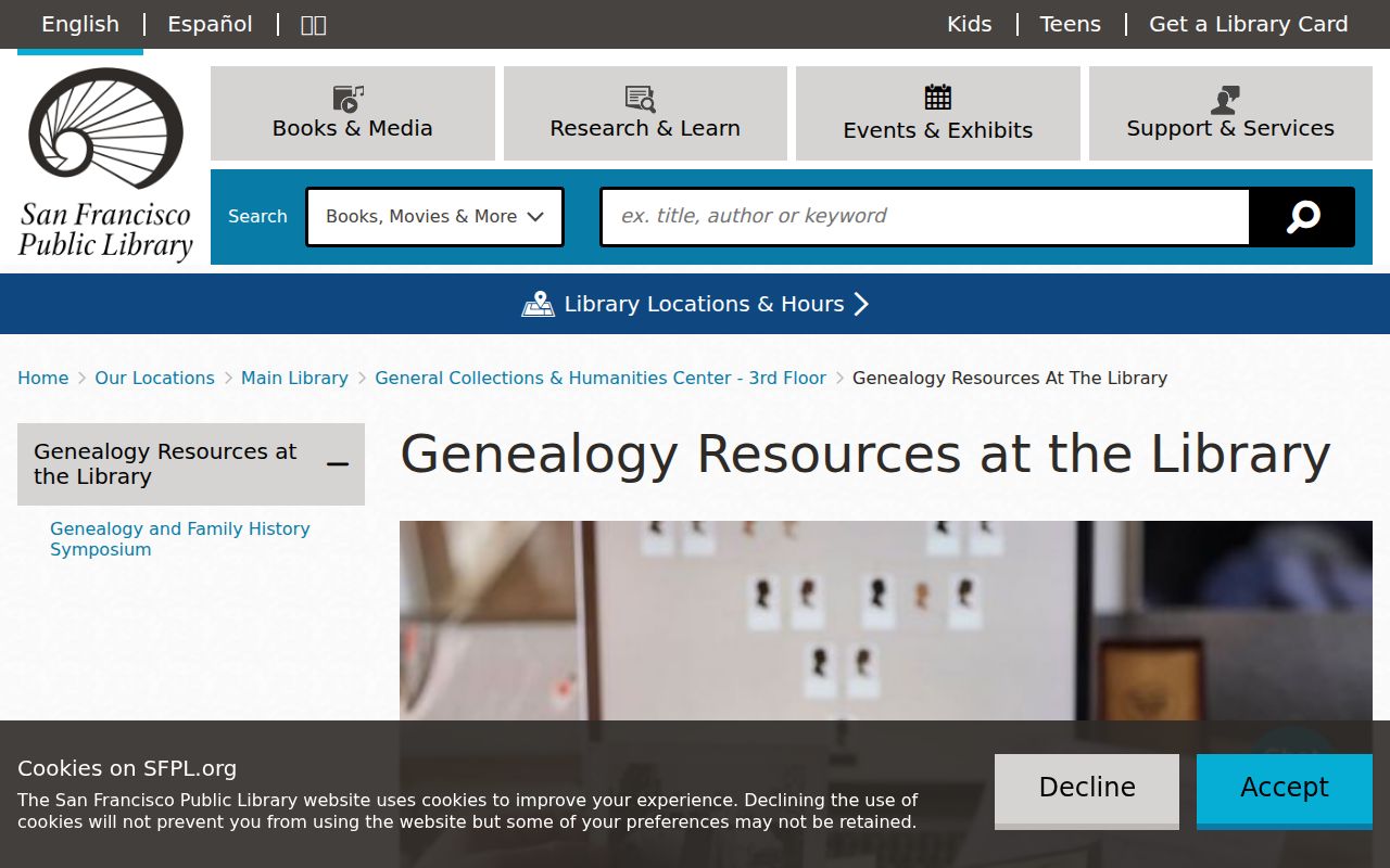 San Francisco people directories screenshot of SFPL genealogy and classmate resources