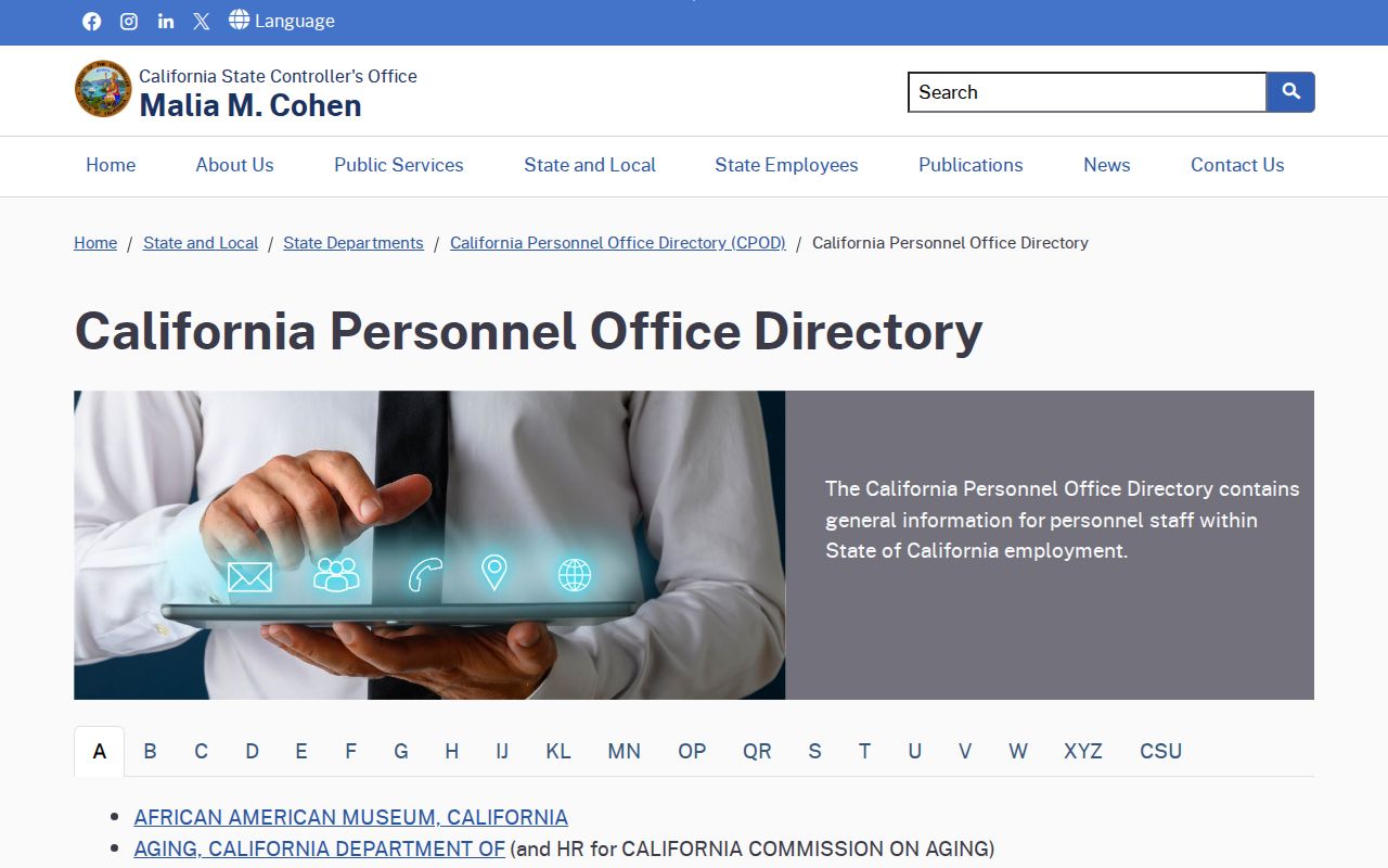 San Francisco people directories source showing California personnel office contacts