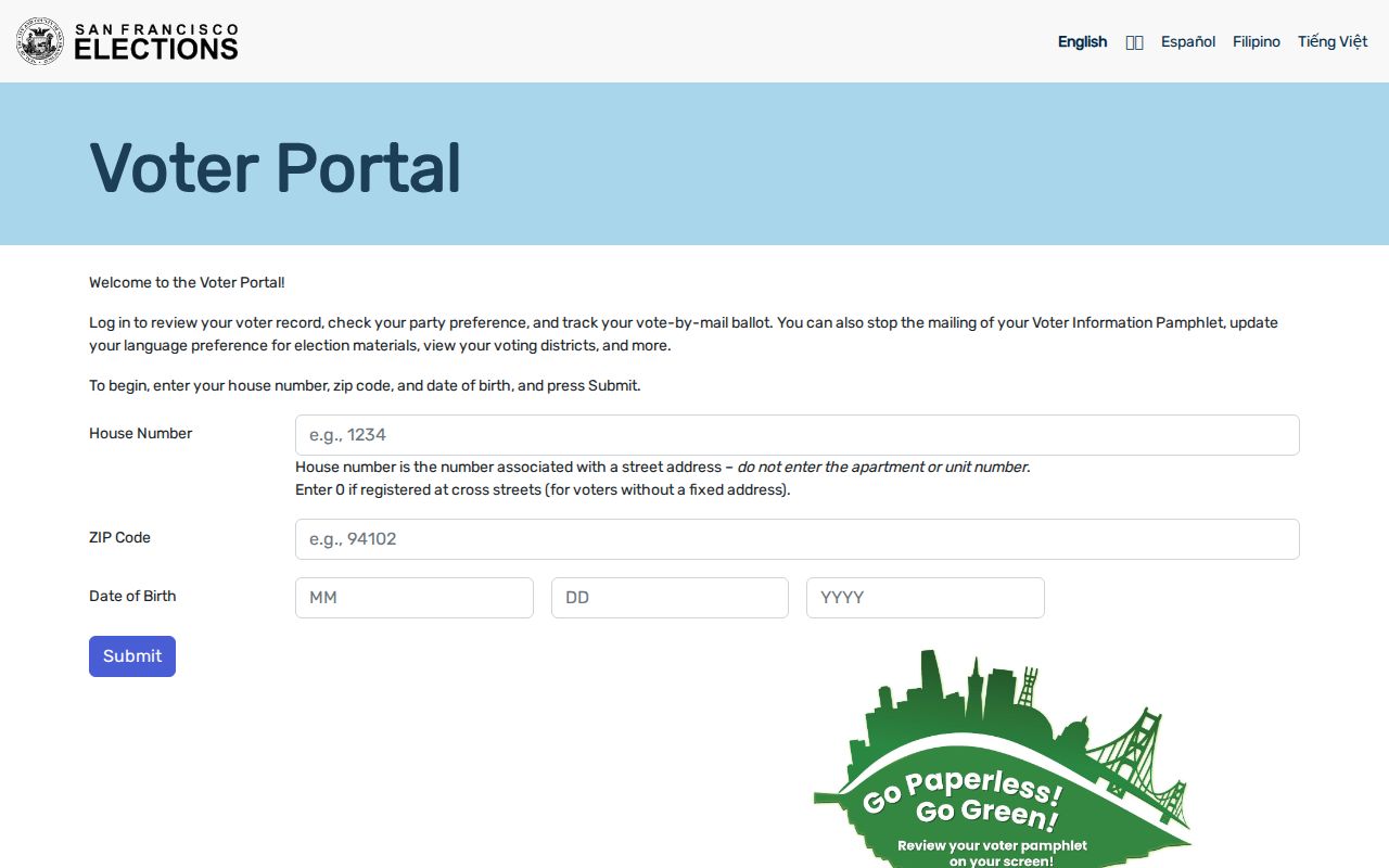 San Francisco voter registration records portal