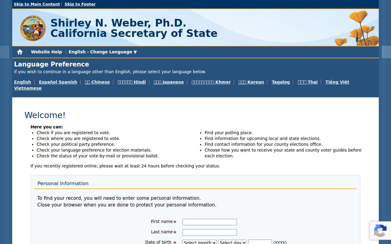 San Francisco voter registration records statewide status lookup